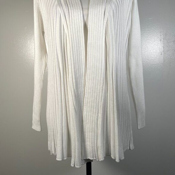 BRCHNY White Ivory Open Front Tight Knit Long Sleeve Cardigan Sweater PL - Picture 5 of 13